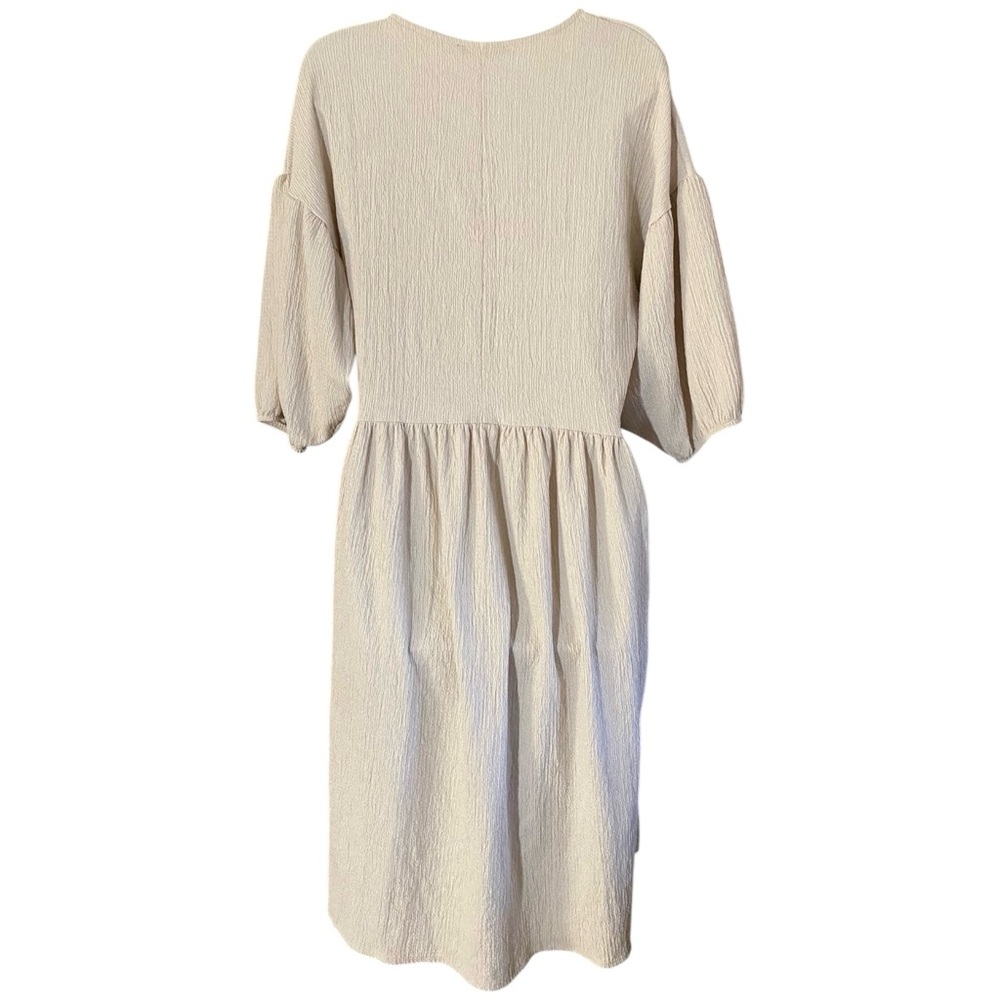 Zara Babydoll Dress M Balloon Sleeve Lagenlook Minimalist Boho Oversized - Picture 6 of 9